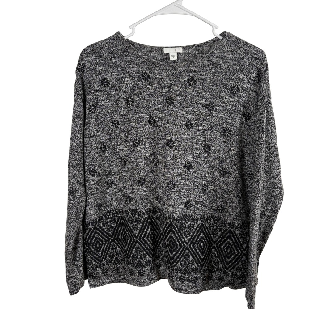 J. Jill Cotton Blend Gray Sweater Womens M Pullover Nordic Cozy Boxy Relaxed Fit